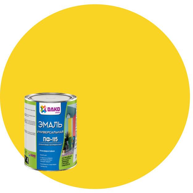 Универсальная эмаль ПФ-115  желтая 0,8 кг Dako краски