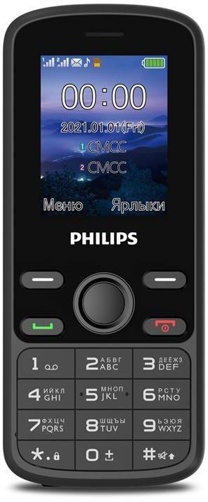 Мобильный телефон Philips E111 Xenium черный моноблок 2Sim 1.77" 128x160 GSM900/1800 MP3 FM microSD max16Gb