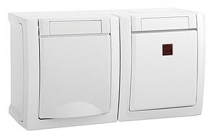 Блок Panasonic Pacific WPTC48052WH-RU розет./выкл. 1кл откр. IP54 белый матовый (упак.:1шт)