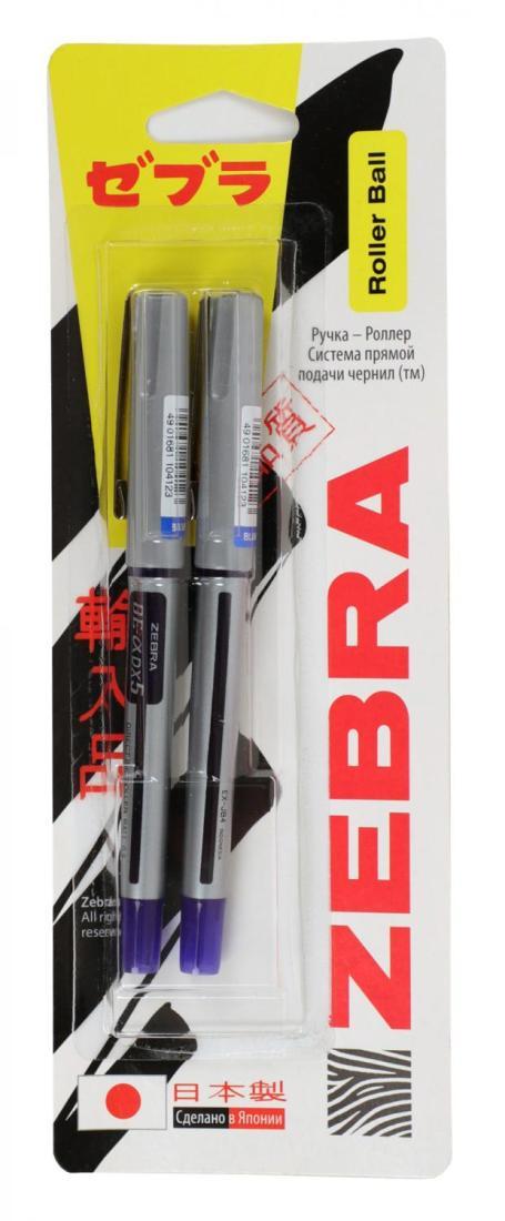 Ручка-роллер Zebra ZEB-ROLLER BE& DX5 0.5мм игловидный пиш. наконечник синие чернила блистер (2шт)