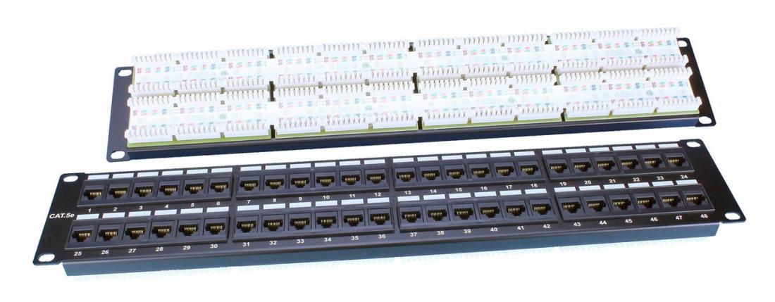 Патч-панель Hyperline PP3-19-48-8P8C-C5E-110D 19" 2U 48xRJ45 кат.5e UTP ...