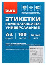 Этикетки Buro A4 105x148мм 4шт на листе/100л./белый матовое самоклей. универсальная