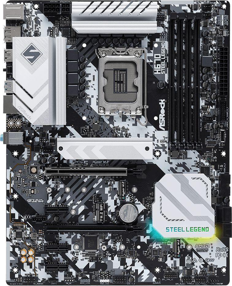 Материнская плата Asrock H670 STEEL LEGEND Soc-1700 Intel H670 4xDDR4 ATX AC`97 8ch(7.1) 2.5Gg