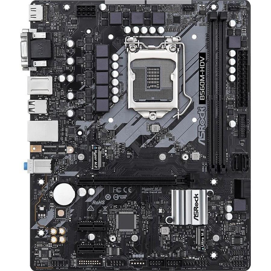 Материнская плата Asrock B560M-HDV R2.0 Soc-1200 Intel B560 2xDDR4 mATX AC`97 8ch(7.1) GbLAN+VGA+DVI+HDMI