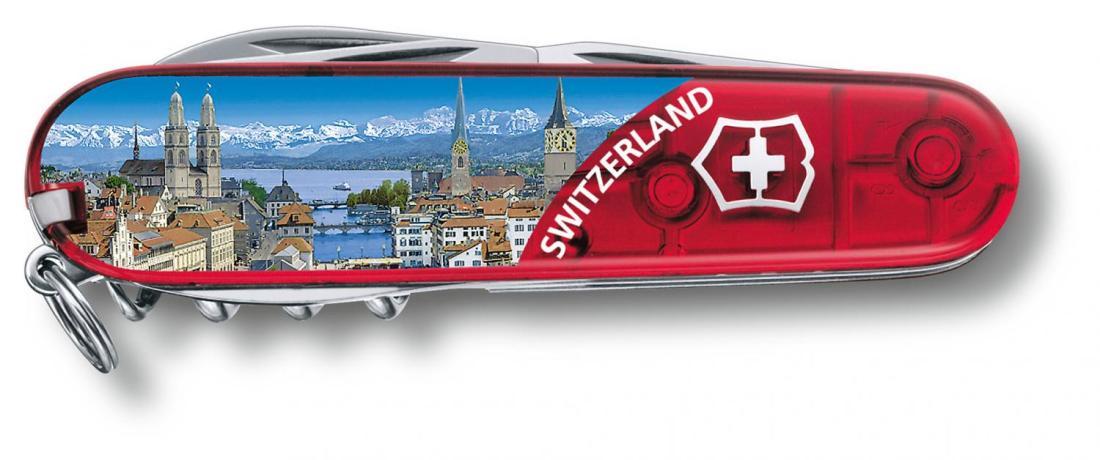 Нож перочинный Victorinox Climber Zurich (1.3703.TE5) 91мм 14функц. красный полупрозрачный/рисунок