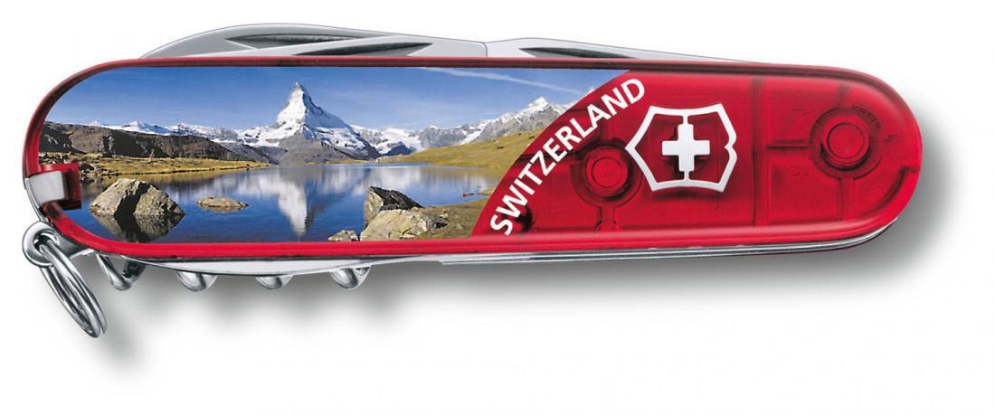 Нож перочинный Victorinox Climber Matterhorn (1.3703.TE2) 91мм 14функц. красный полупрозрачный/рисунок
