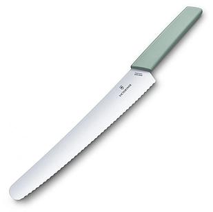 Нож кухонный Victorinox Swiss Modern (6.9076.26W44B) стальной для хлеба лезв.260мм серрейт. заточка зеленый