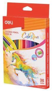 Карандаши цв. Deli EC00330 ColoRun трехгран. тополь 36цв. коробка/европод. (36шт)