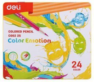 Карандаши цв. Deli EC00225 Color Emotion трехгран. липа 24цв. мет.кор. (24шт)