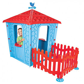 Детский игровой дом Pilsan Stone House с забором Голубой