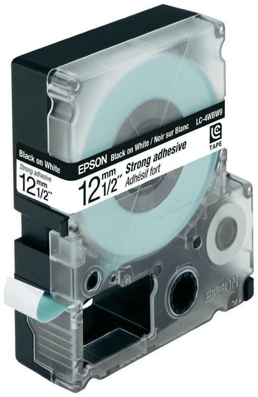Картридж (LK-4WBW) для Epson LW-400, термотрансферная (сверхклейкая), черный на белом(12mmx9m)