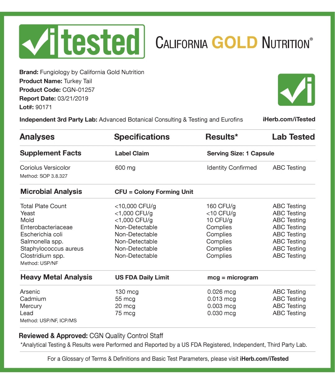 California GOLD Nutrition Fungiology, трутовик разноцветный полного спектра, 90 вегетарианских капсул - фото 5 - id-p105544914
