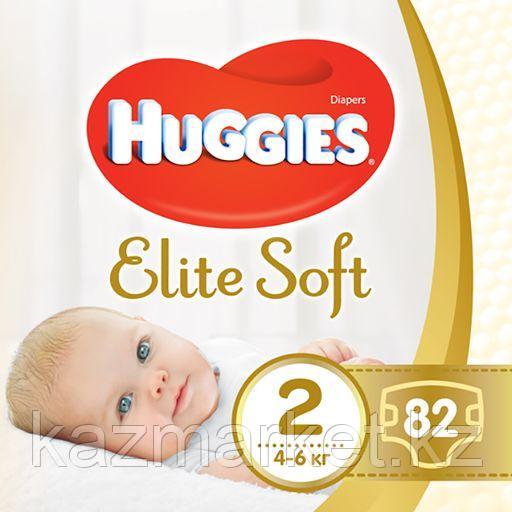 Подгузники huggies elite soft 4-6кг 2 82шт гр/уп