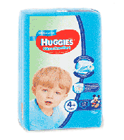 Подгузники huggies д/мальчиков 10-16кг 4 17шт гр/уп оптом в Казахстане