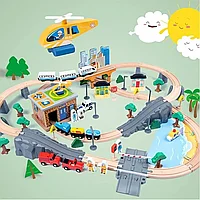 ДЕРЕВЯННАЯ ЖЕЛЕЗНАЯ ДОРОГА с полицейским участком (95 элементов)