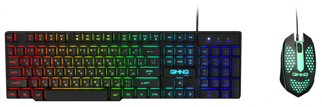 Клавиатура + мышь Оклик GMNG 400GMK клав:черный мышь:черный USB LED (1546779)