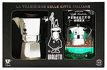 Кофеварка Bialetti Moka Express 3 порц + молотый кофе Decffeinato 250 0.13л нерж.сталь серебристый (32118)