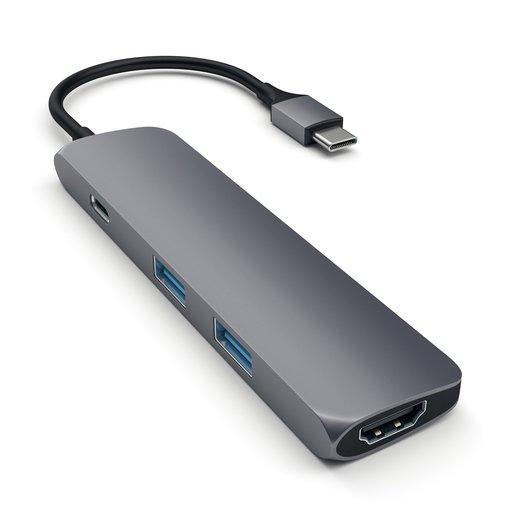 USB адаптер Satechi Slim Aluminum Type-C Multi-Port Adapter with Type-C Charging Port. Интерфейс USB-C. Порты