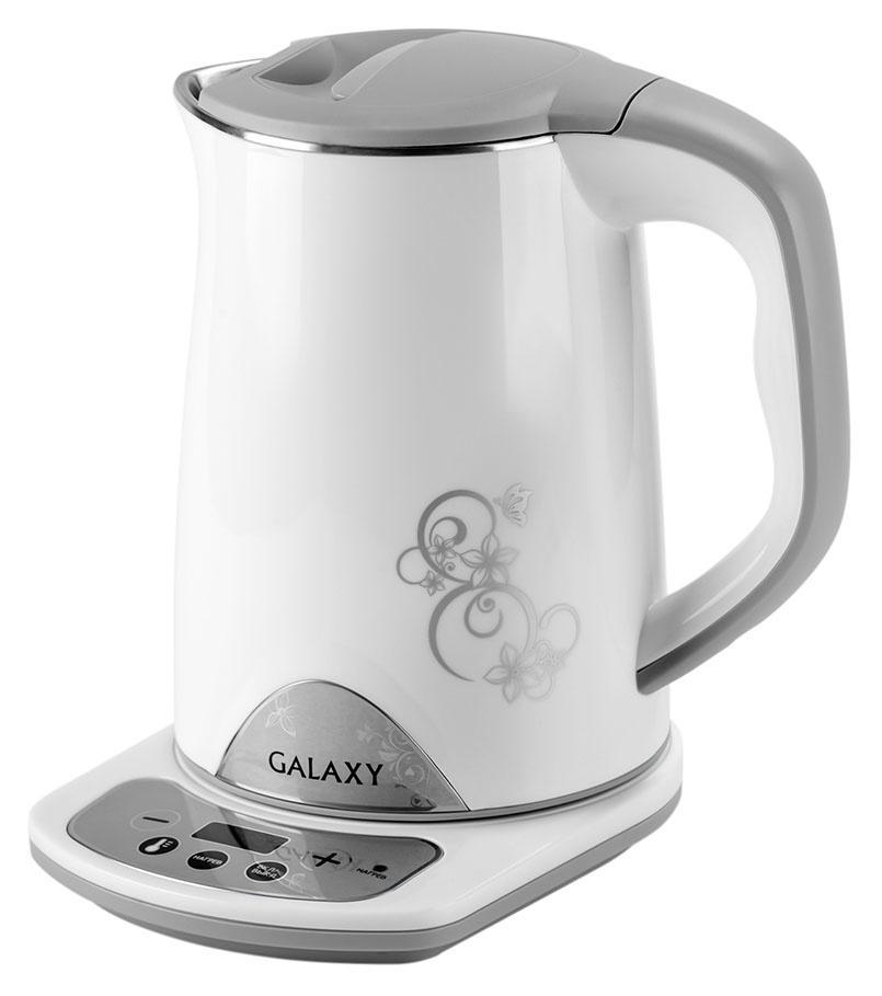 Чайник электрический Galaxy GL 0340 1.5л. 1800Вт белый/серый (корпус: нержавеющая сталь/пластик)