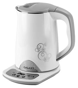 Чайник электрический Galaxy GL 0340 1.5л. 1800Вт белый/серый (корпус: нержавеющая сталь/пластик)