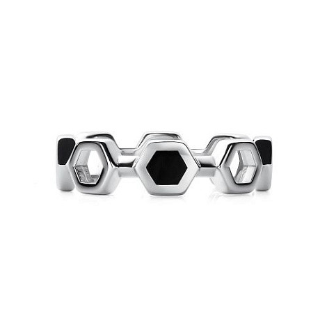 Кольцо из родированного серебра с черной эмалью - фото 3 - id-p105556546
