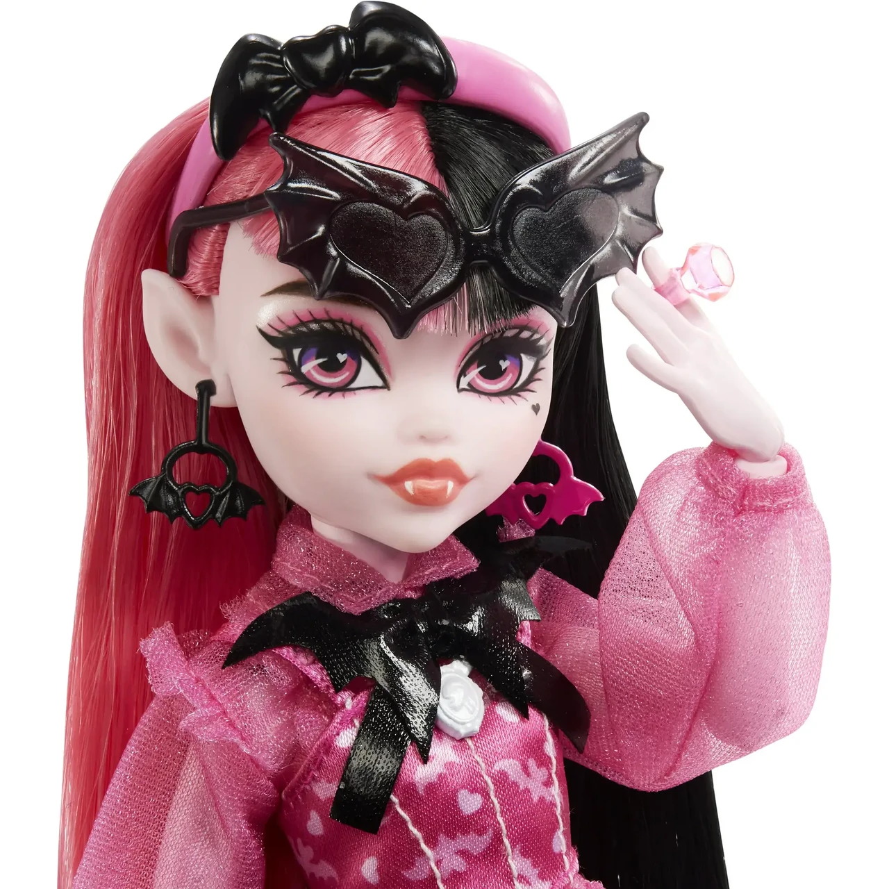Кукла Monster High Монстер хай Дракулаура с летучей мышью, розовые и черные волосы
