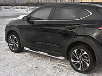 Пороги труба d76 с накладкой (вариант 1) Hyundai Tucson 2018-2021