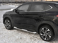 Пороги труба d76 с накладкой (вариант 3) Hyundai Tucson 2018-2021