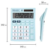Калькулятор настольный BRAUBERG ULTRA PASTEL-12-LB (192x143 мм), 12 разрядов, двойное питание, ГОЛУБОЙ, фото 2