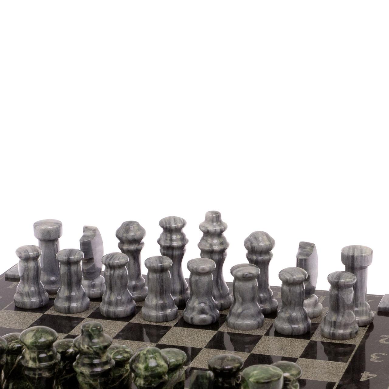 Шахматы с гравировкой "Турнирные" доска 36х36 см мрамор, змеевик / Шахматы подарочные / Шахматный набор / - фото 3 - id-p105562871