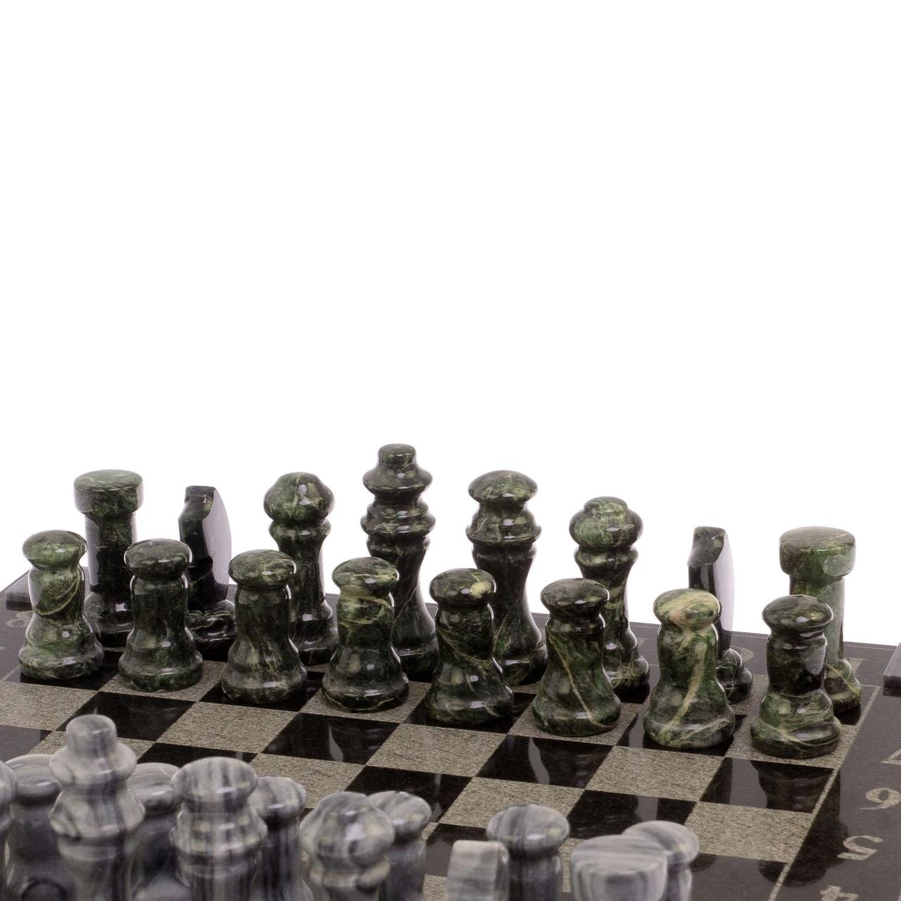 Шахматы с гравировкой "Турнирные" доска 36х36 см мрамор, змеевик / Шахматы подарочные / Шахматный набор / - фото 4 - id-p105562871