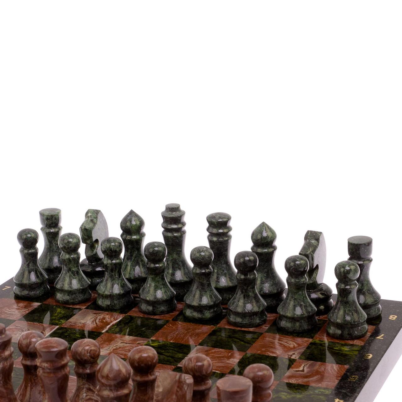 Шахматы из камня "Традиционные" доска 38х38 см лемезит, змеевик / Шахматы подарочные / Шахматный набор / - фото 3 - id-p105562872