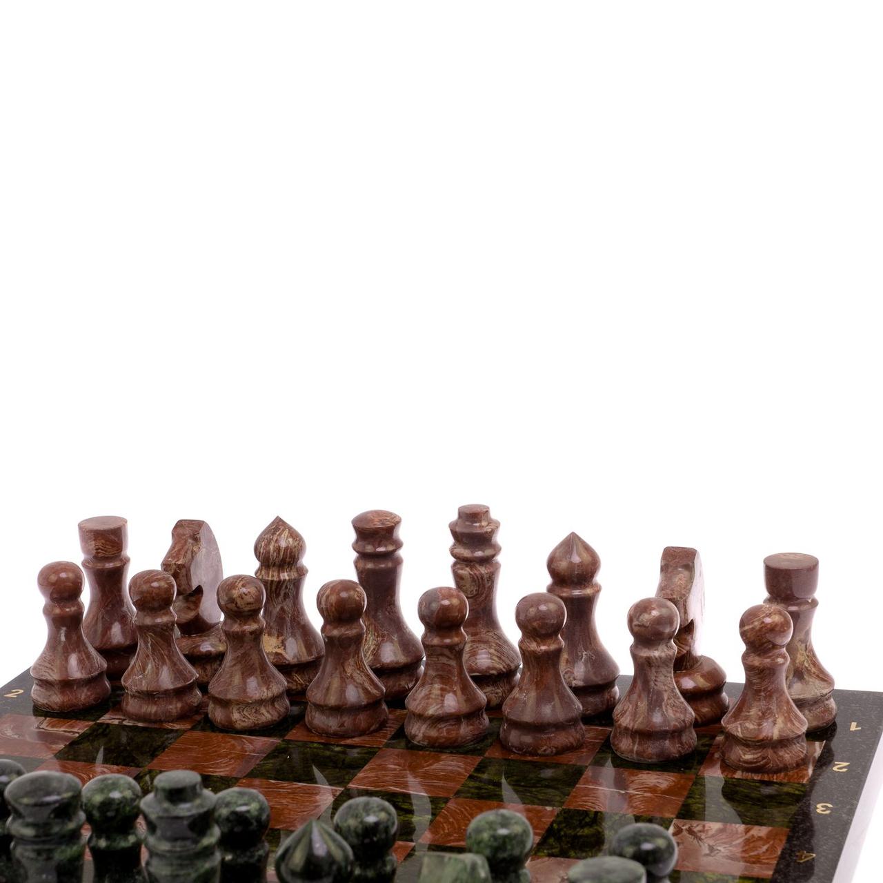 Шахматы из камня "Традиционные" доска 38х38 см лемезит, змеевик / Шахматы подарочные / Шахматный набор / - фото 4 - id-p105562872