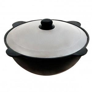 Казан чугунный Узбекский 4,5л плоское дно с крышкой