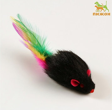 Игрушка для кошек Малая мышь с перьями