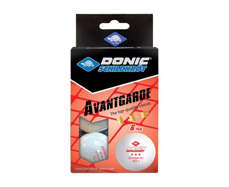 Мячики для н/тенниса Donic Avantgarde 3* 40+, 6 штук, белый