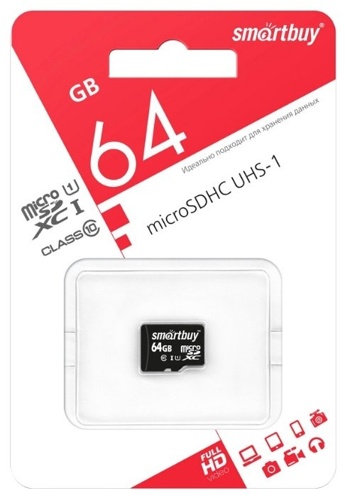 Карта памяти micro SDXC 64Gb SmartBuy Class 10 UHS-I - фото 1 - id-p105568922