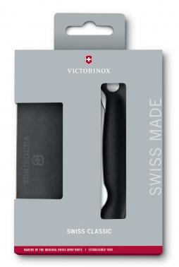 Нож кухонный Victorinox Swiss Classic (6.7191.F3) стальной столовый лезв.110мм серрейт. заточка черный