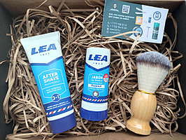 Подарочный набор для бритья - Lea 3 в 1 (Бальзам после бритья) 75 мл, Lea Мыло для бритья 50 гр и Помазок