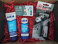 Подарочный набор для бритья - Lea 3 в 1 (Бальзам после бритья) 75 мл, Lea Мыло для бритья 50 гр, Rapira бритва