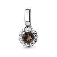 Серебряная подвеска Кварц дымчатый Фианит Aquamarine 2503201А.5 серебро с родием