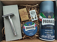 Подарочный набор для бритья - бритва Muehle R41, алунит, лезвия, PRORASO Крем и пена