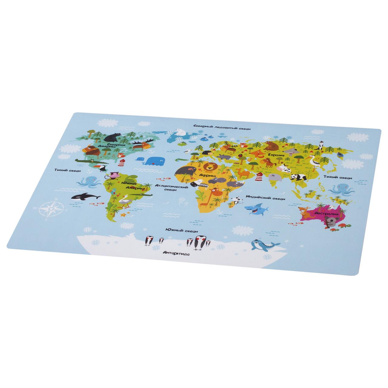 Настольное покрытие ПИФАГОР, А3+, пластик, 46x33 см, "Map", фото 1