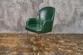 Стул - кресло в металлическом каркасе, экокожа зеленый