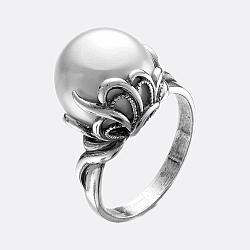 Серебряное кольцо с жемчугом имитированным Красная Пресня 2367796 покрыто  родием