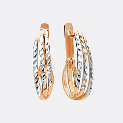 Серьги из серебра с алмазной гранью Красная Пресня 3307977-5 серебро с позолотой, с английским замком