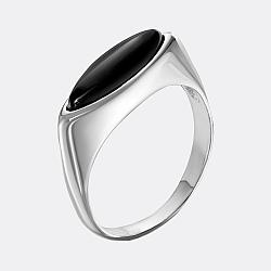 Серебряное кольцо с агатом черным иск. КРАСНАЯ ПРЕСНЯ 23610652Да
