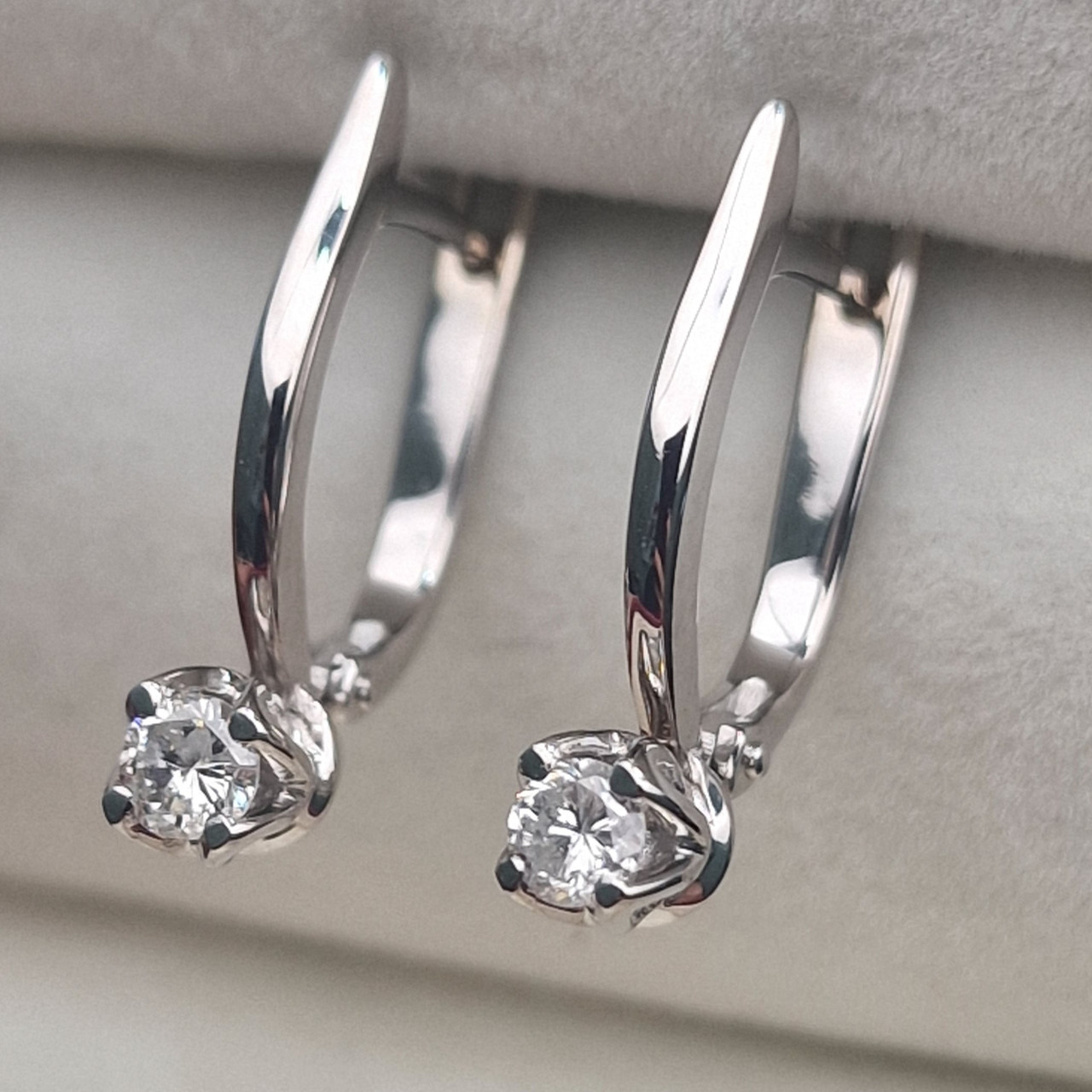Золотые серьги с бриллиантами 0.35 Ct I1/G VG-Cut