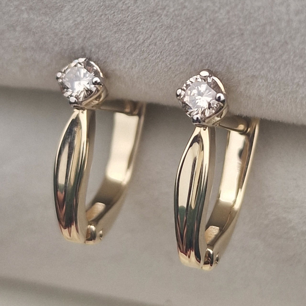 Золотые серьги с бриллиантами 0.23Ct VS1/M G-Cut