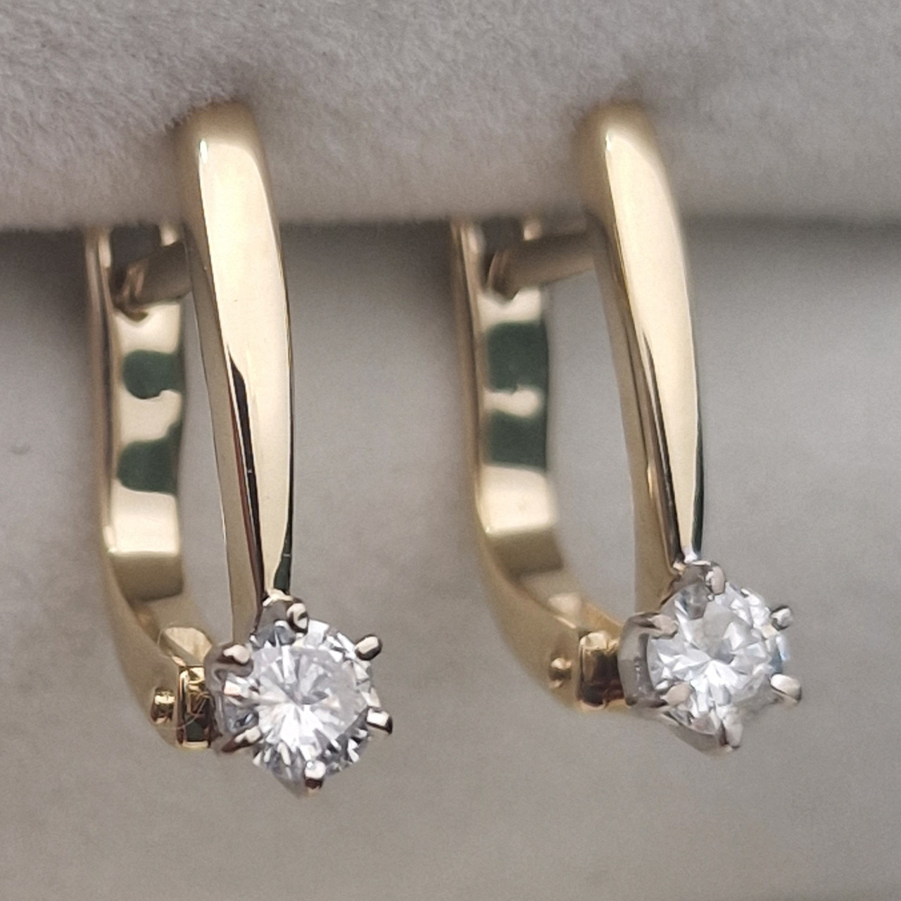Золотые серьги с бриллиантами 0.32Ct I1/G VG-Cut